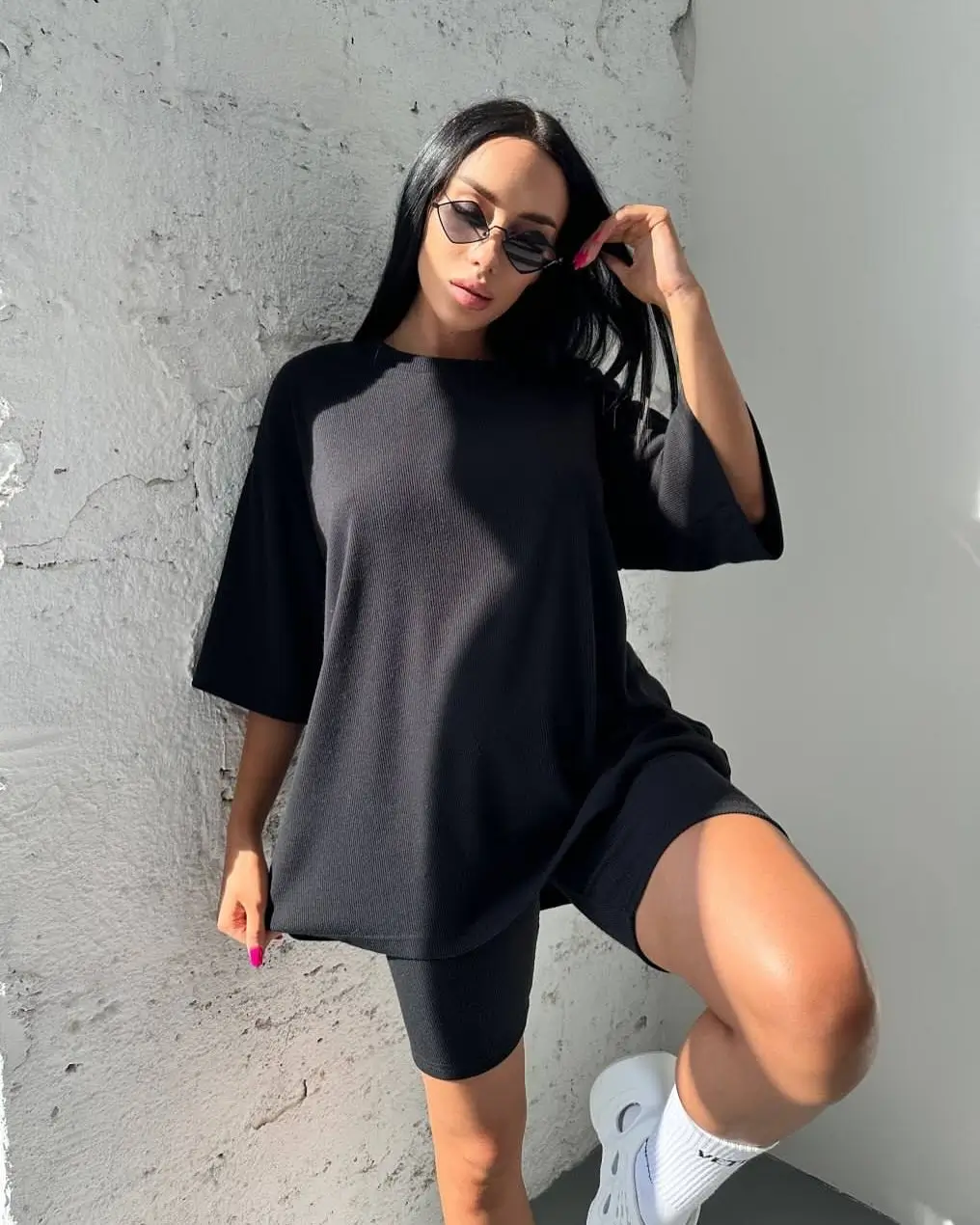 biker shorts outfits summer 2026 Sleek All Black with a Confident Edge