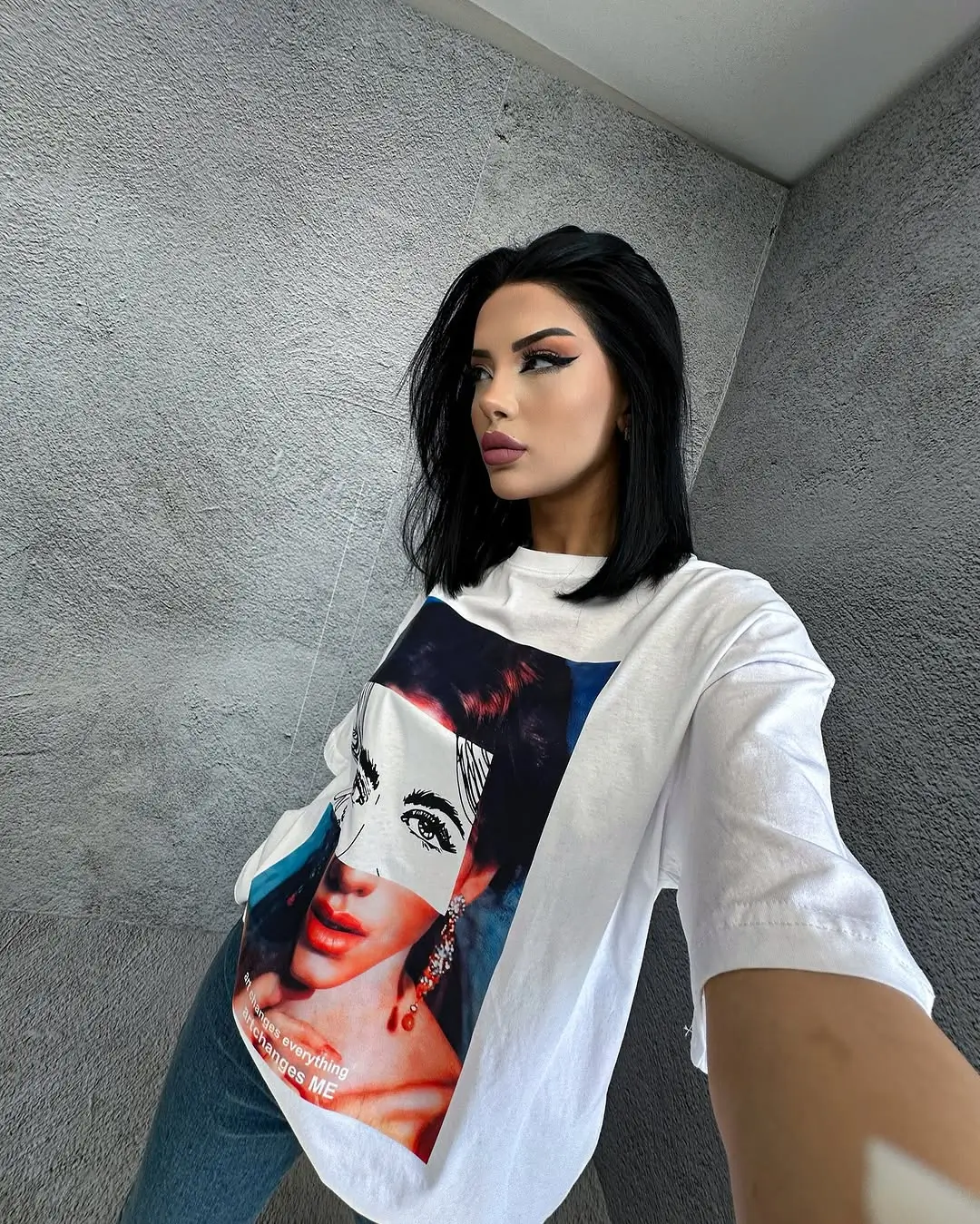 casual summer t-shirt outfit for women 2026 Statement Graphic Tee with Confident Energy