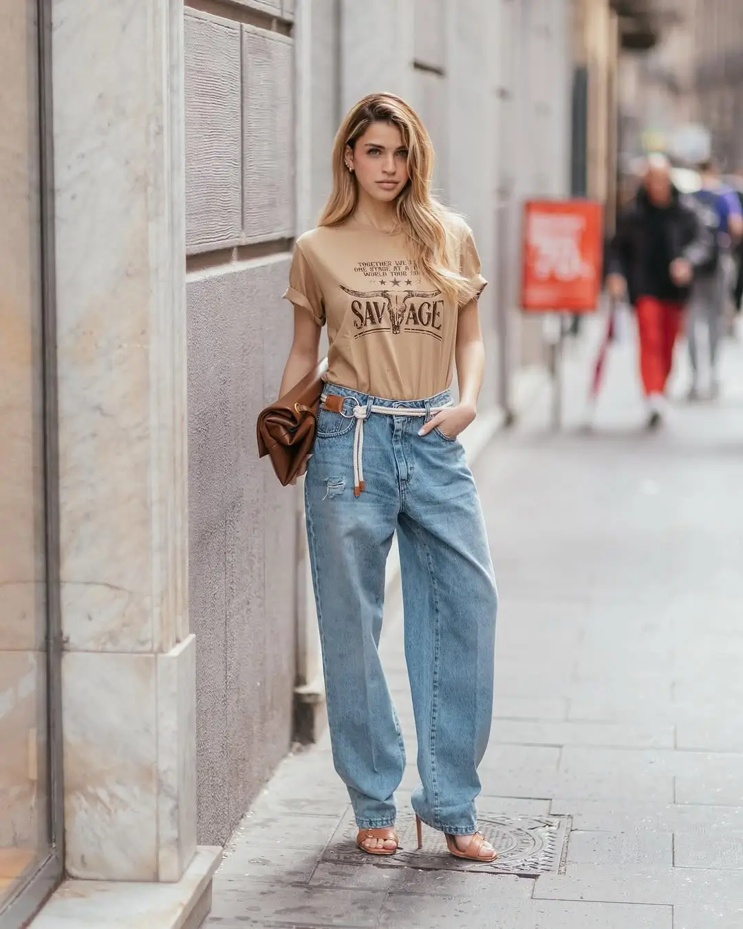 casual summer t-shirt outfit for women 2026 Neutral Graphic Tee with High Waist Jeans Confidence