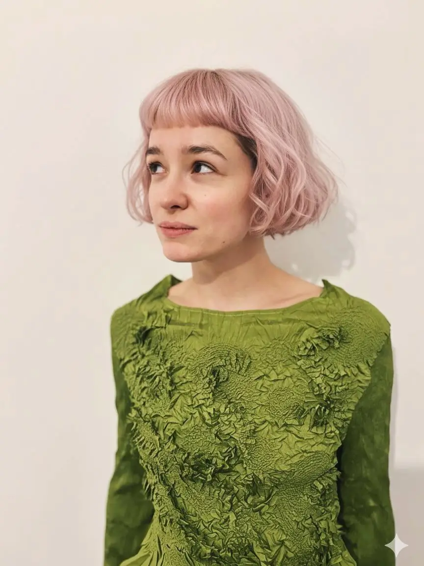 chic summer haircut 2026 Soft French Bob with a Playful Pastel Twist