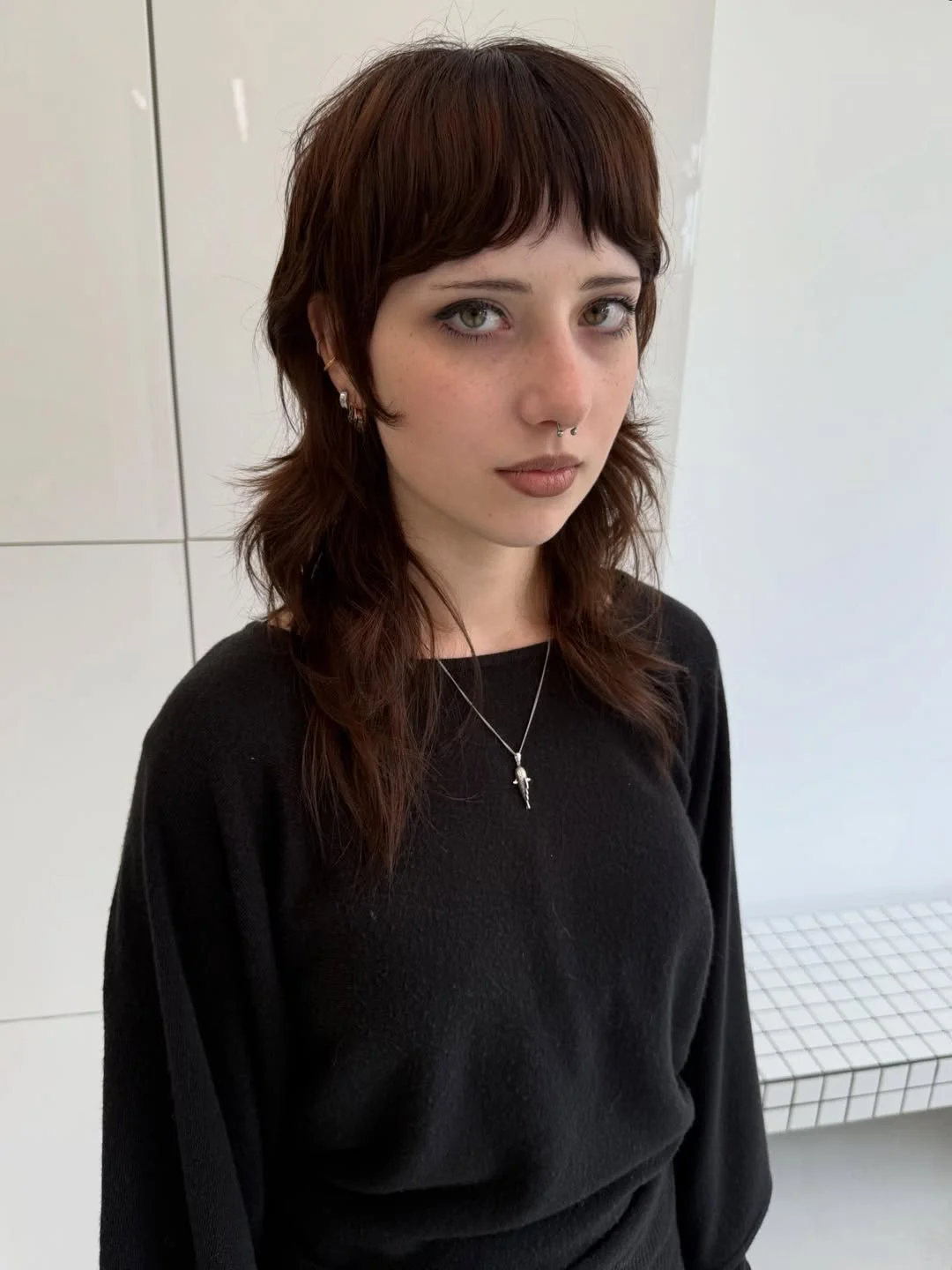edgy summer wolf cut 2026 Soft Grunge Mid Length Wolf with Baby Bangs