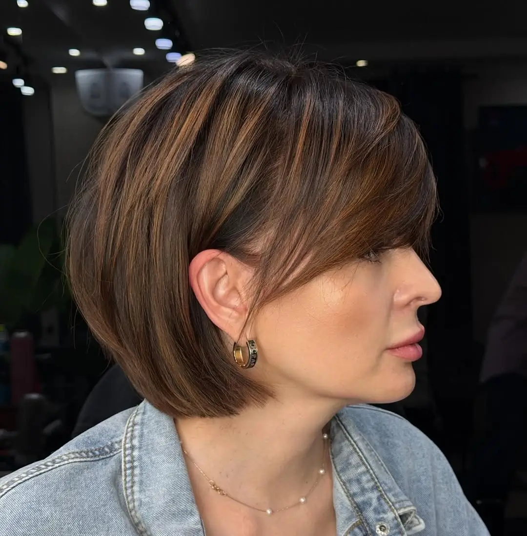 layered summer haircuts for thin fine hair 2026 Layered Volume Bob with Side Sweep