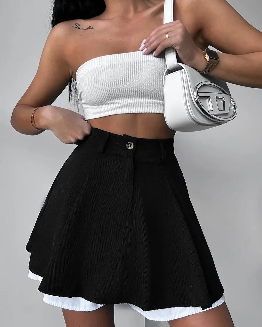 short outfits for women summer 2026 Soft White Minimalism with a Flirty Black Twist