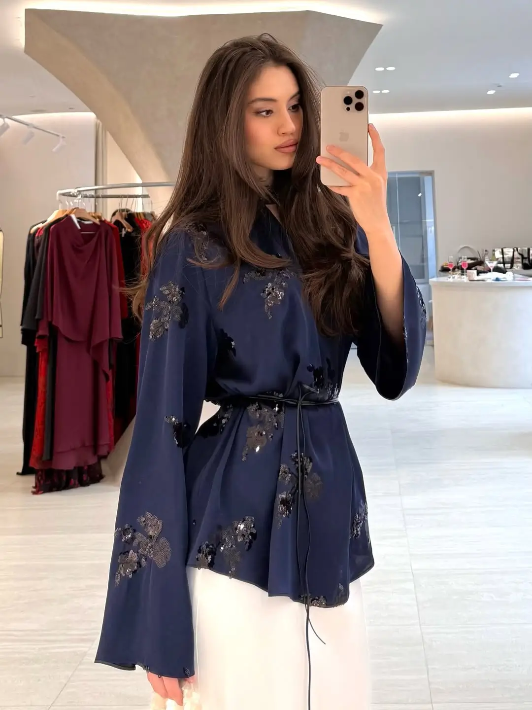 summer blouses for women 2026 Deep Navy Shine with Subtle Embellishment