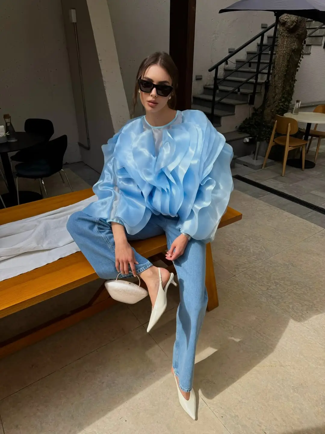 summer blouses for women 2026 Soft Blue Volume for Modern Statement Days