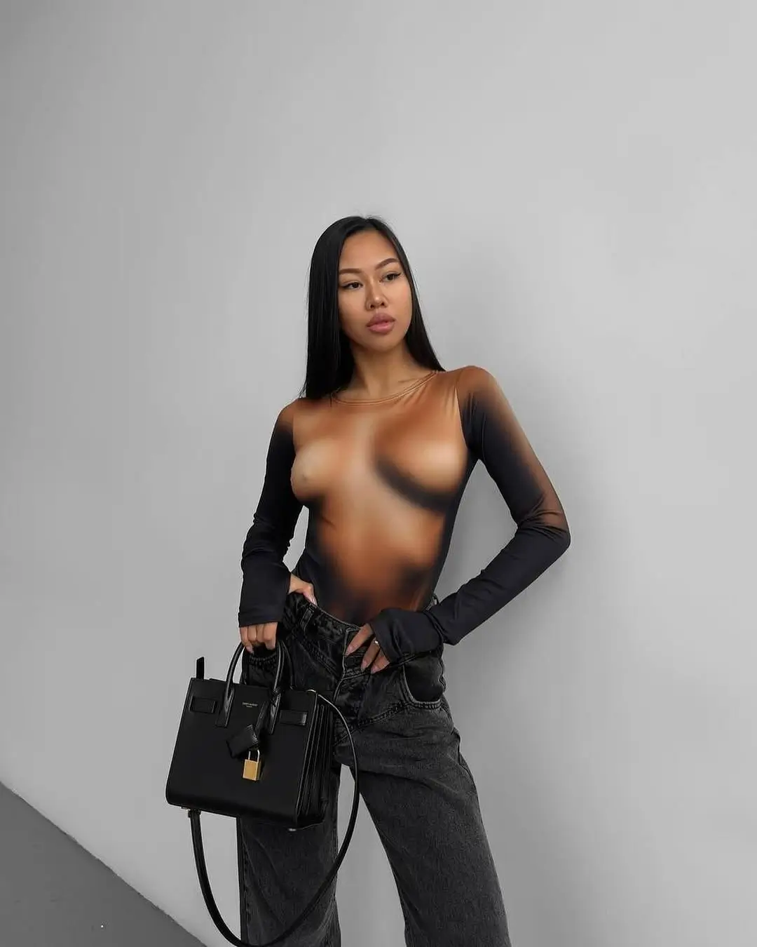 summer bodysuit outfits for women 2026 Art inspired bodysuit with dark tones that feels fashion forward