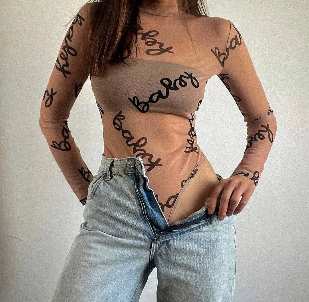 summer bodysuit outfits for women 2026 Second Skin Confidence with Sheer Script Details