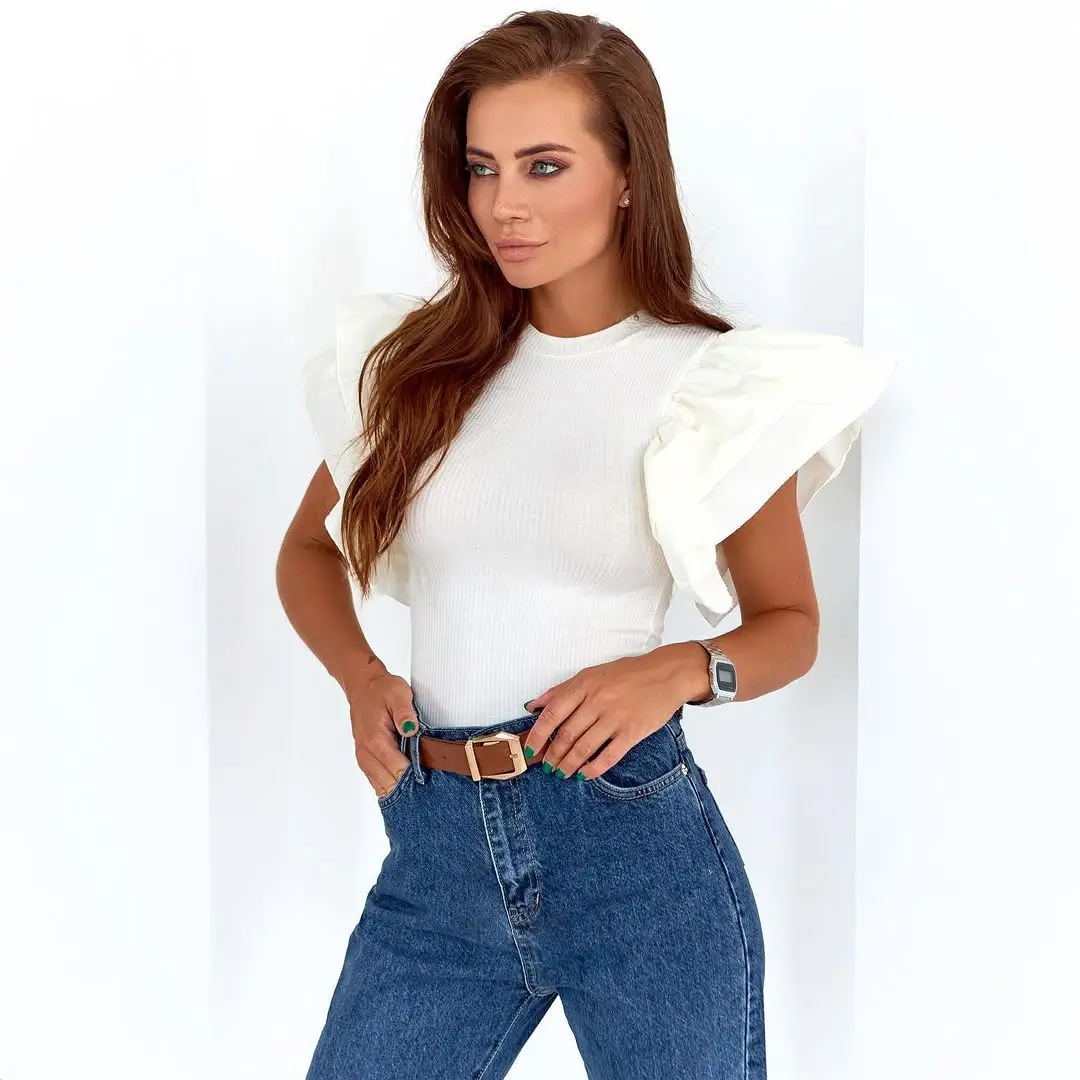 summer bodysuit outfits for women 2026 Romantic Structure with Statement Sleeves