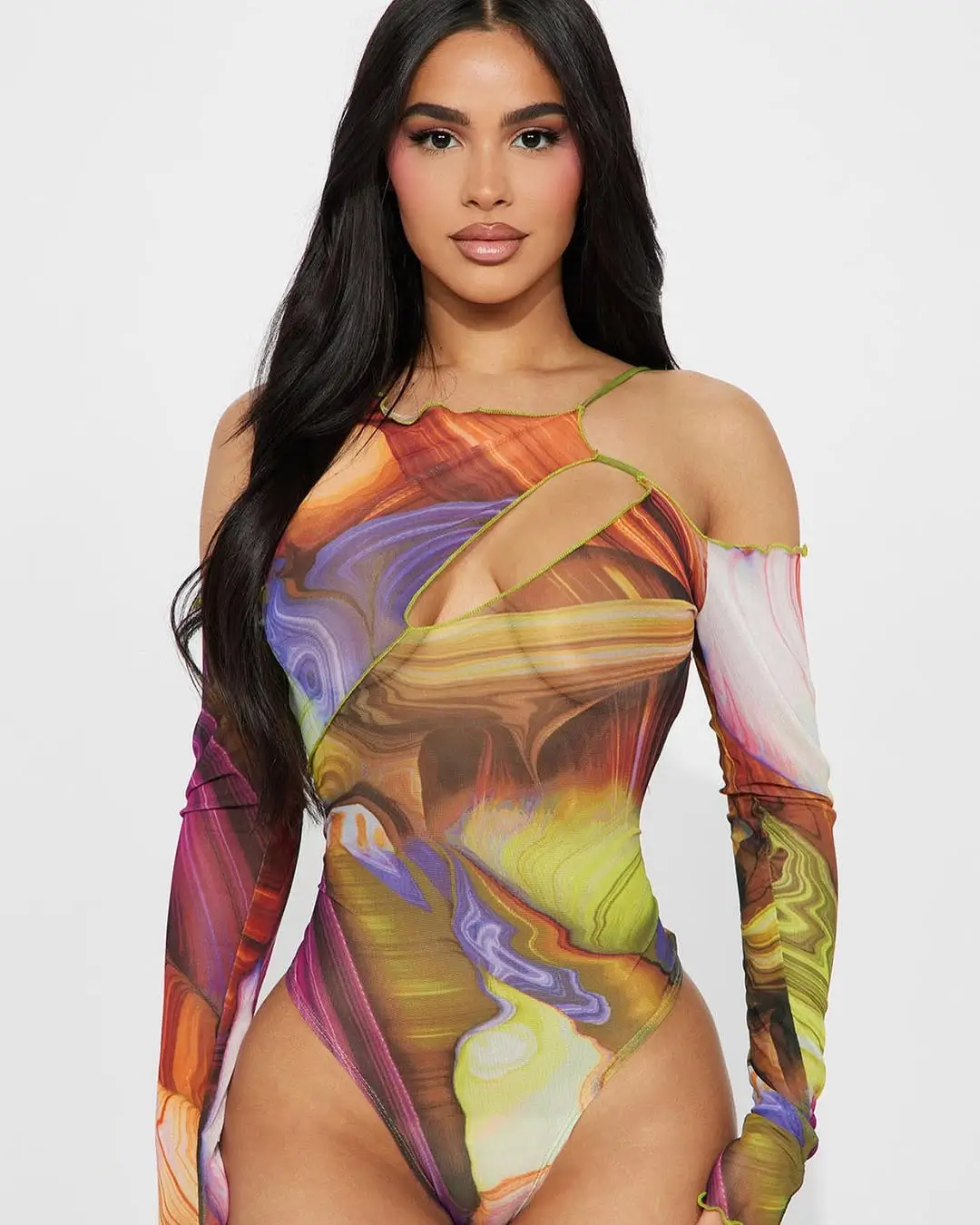 summer bodysuit outfits for women 2026 Abstract Color Swirls for When You Want to Be Seen