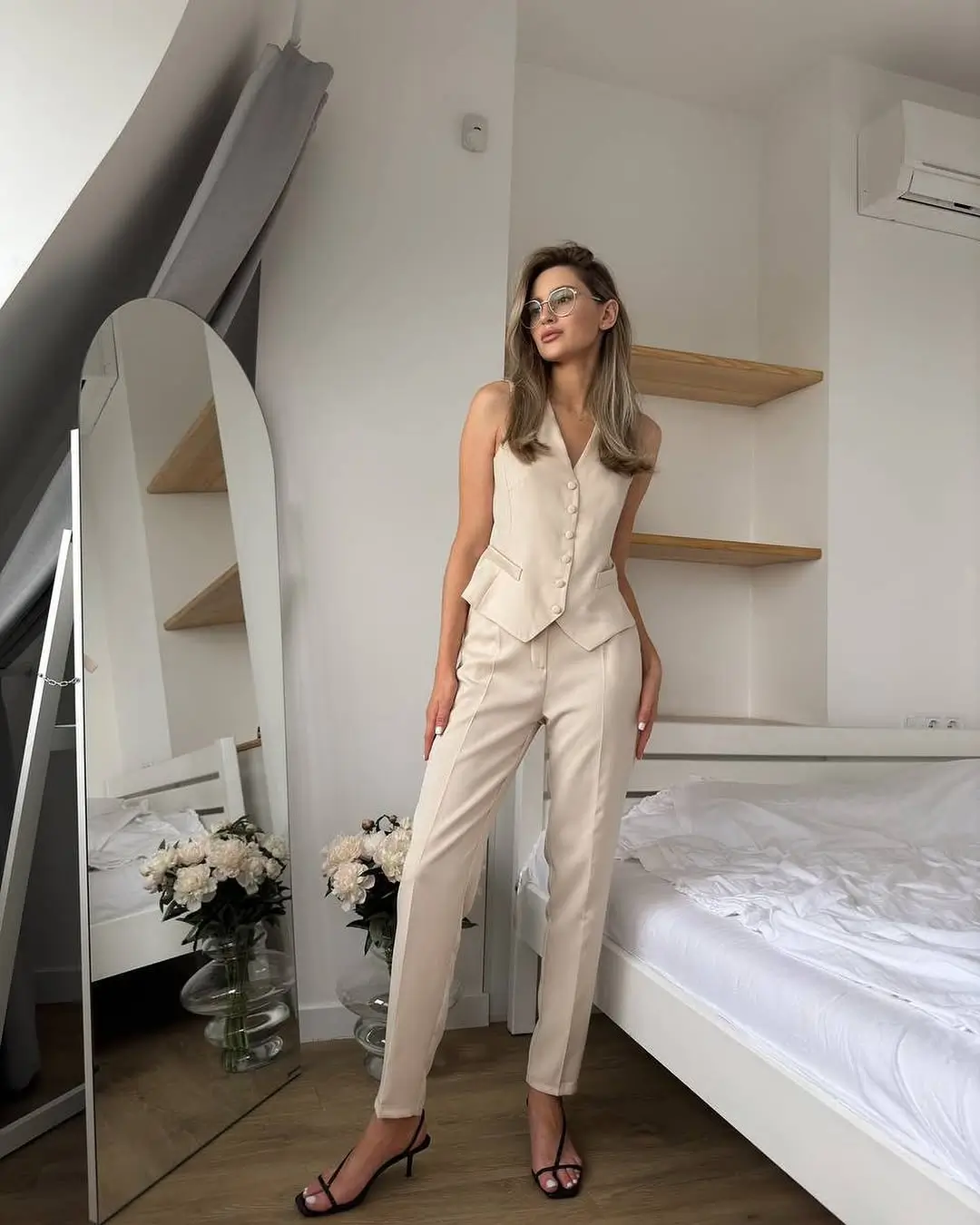 summer business casual outfit for women 2026 Minimal Vest Suit for Warm Office Hours