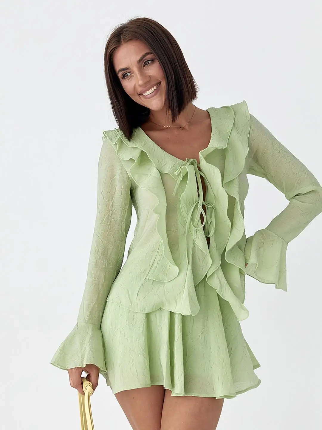 summer outfits for women 2026 Fresh Green Ruffles for a Bold Summer Mood