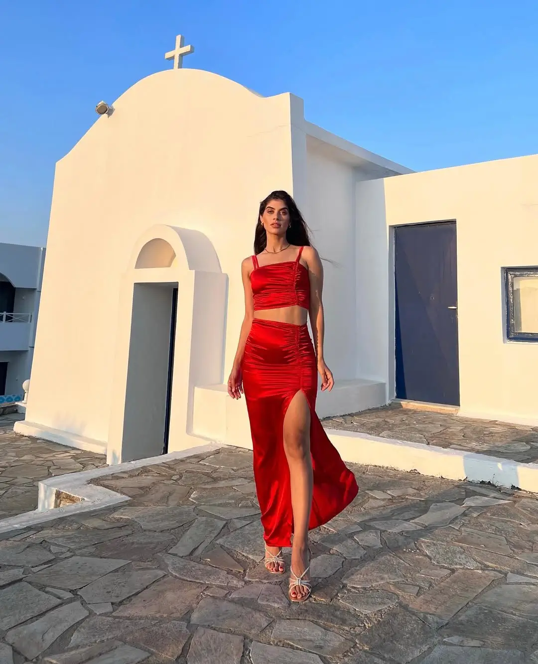 summer set outfits for women 2026 Bold Red Statement Set