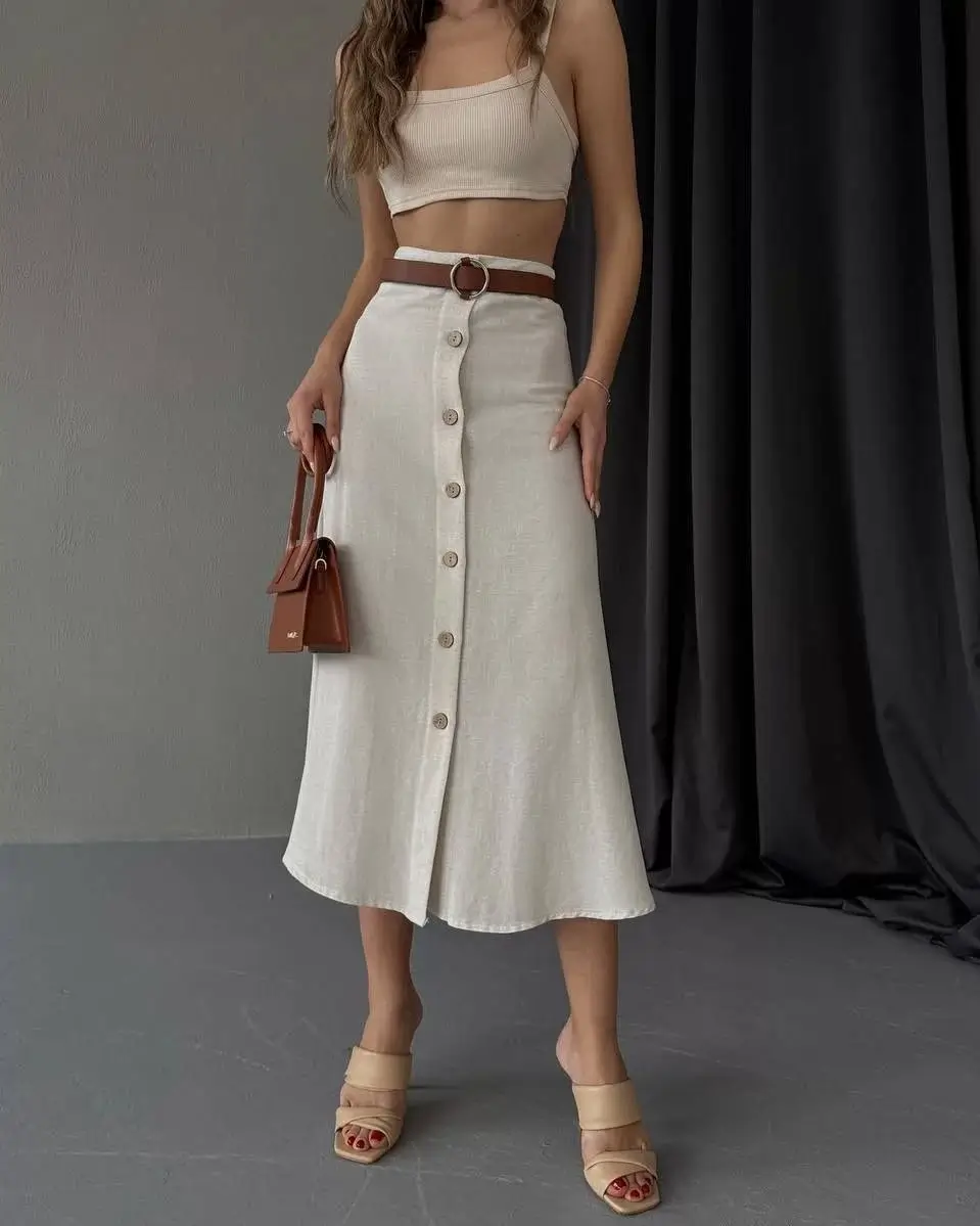 summer skirt outfits 2026 Clean Long White Minimalism with Soft Structure