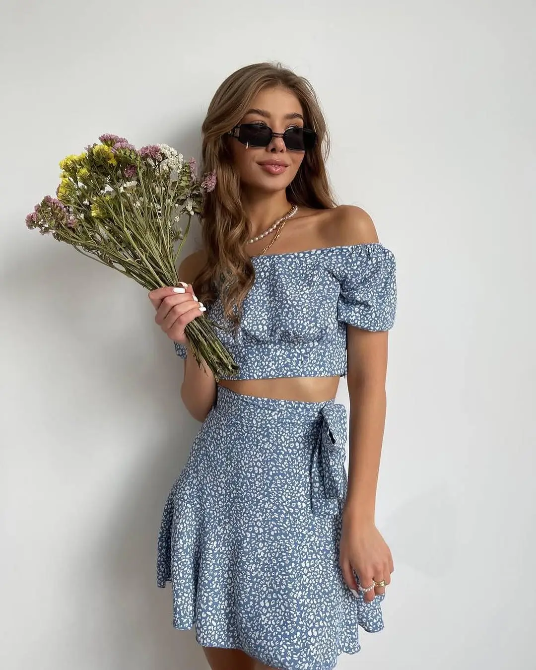 summer sleeveless tops for women 2026 Playful Off Shoulder Set with Feminine Energy