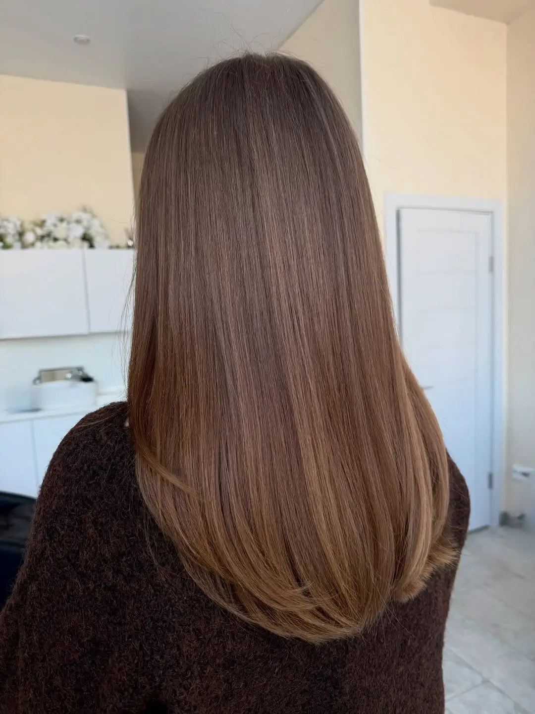 textured summer haircuts for long hair 2026 Sleek Straight Length with Invisible Layers