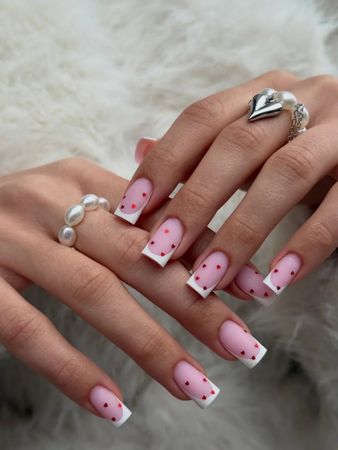 chic light summer nails 2026 Sweet Heart French Nails for a Playful Summer