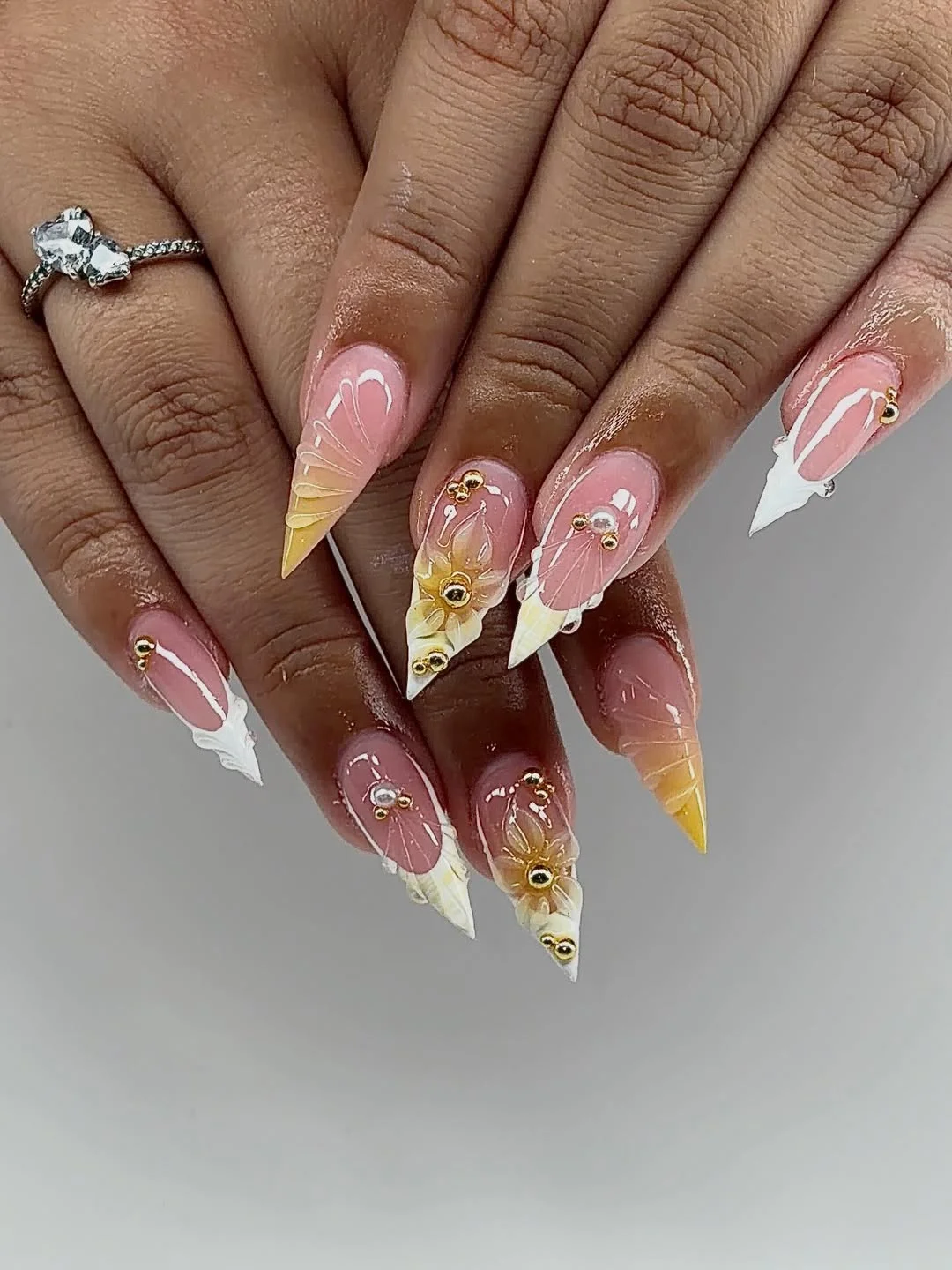 chic summer stiletto nails 2026 Lemon Blossom Stiletto Charm