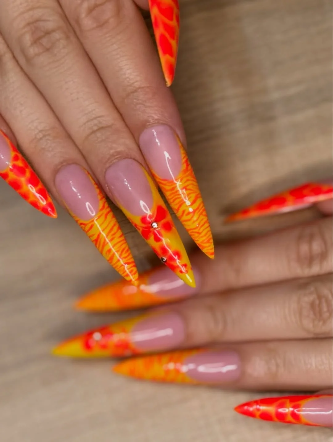 chic summer stiletto nails 2026 Neon Sunset Energy In Every Detail