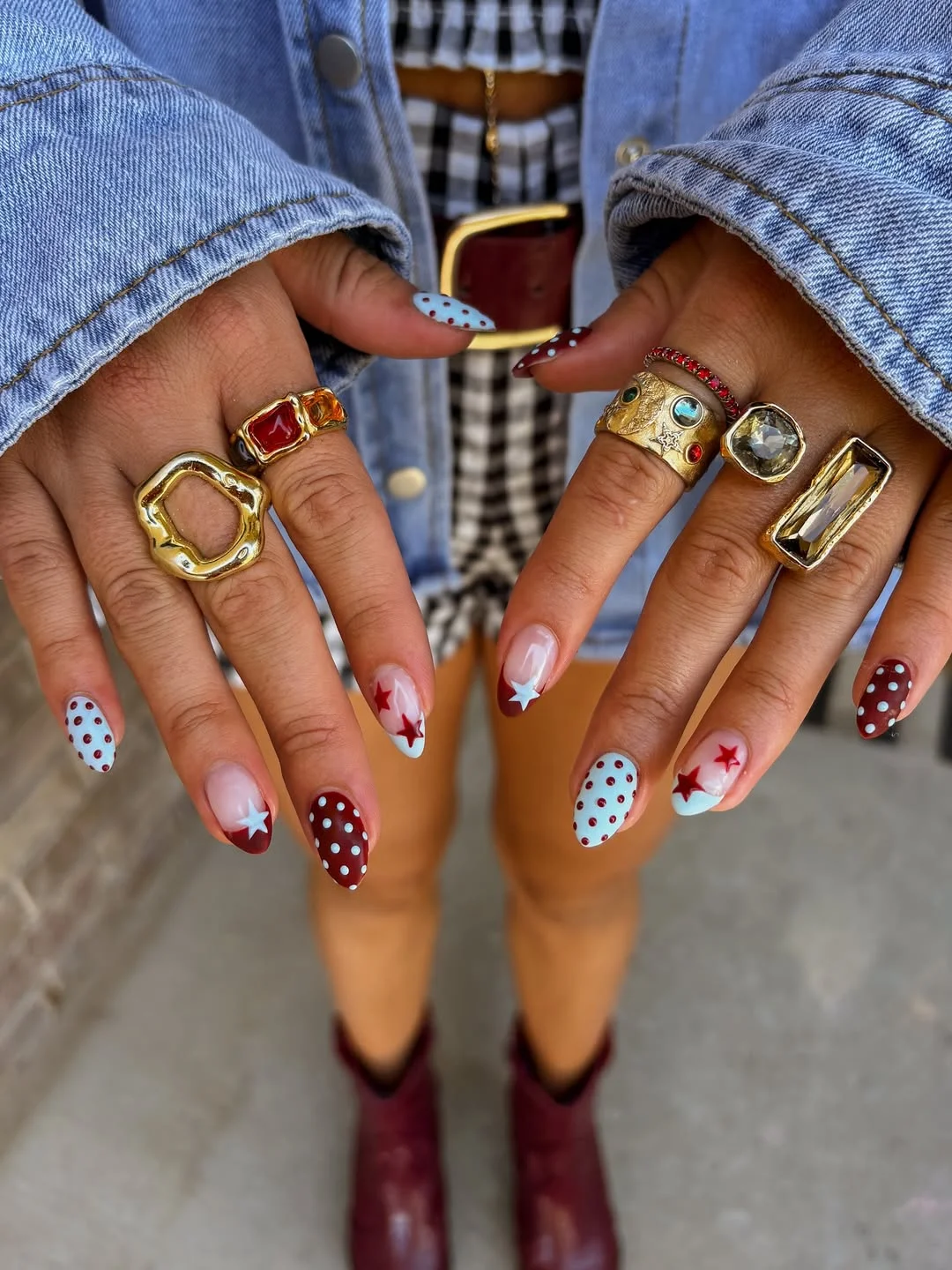 cool 4th of july nails 2026 Western Star French Tips