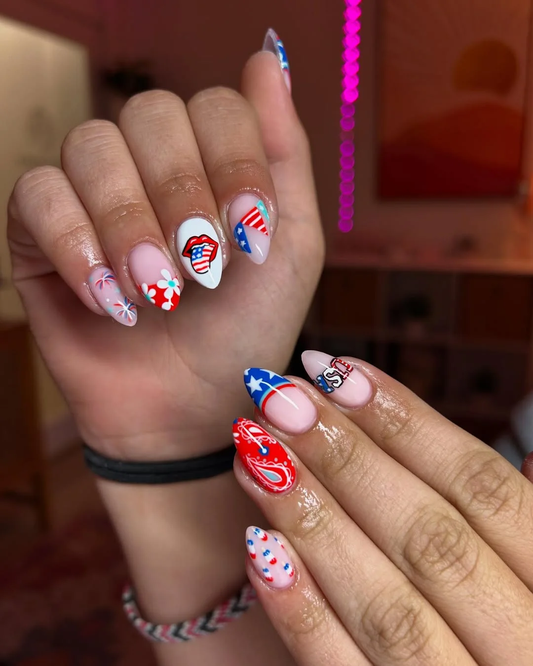 cool 4th of july nails 2026 Retro Pop Art Nails With Fun Fourth Of July Details
