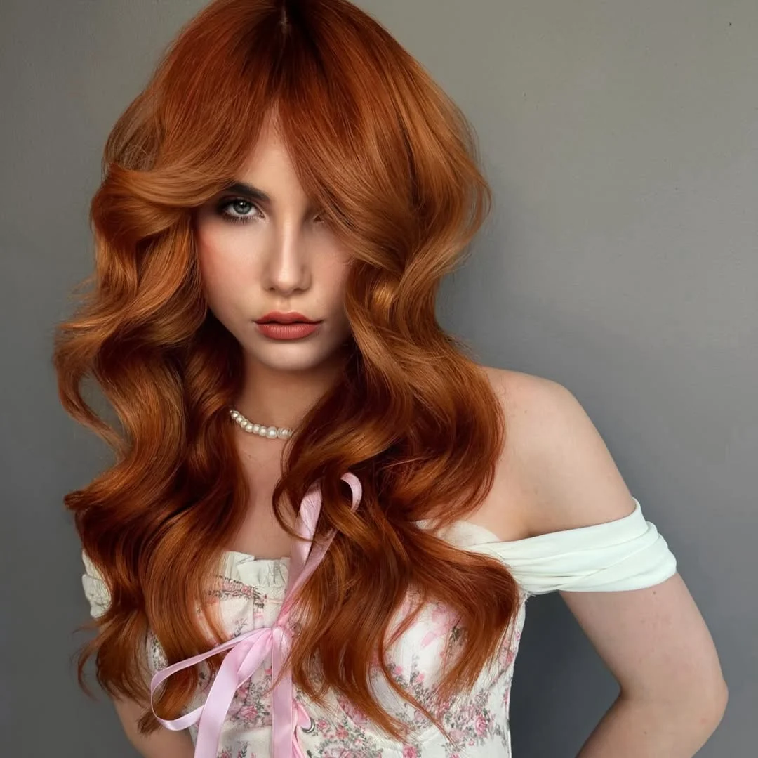 cool summer hair color for light skin 2026 Soft Copper Glam Waves