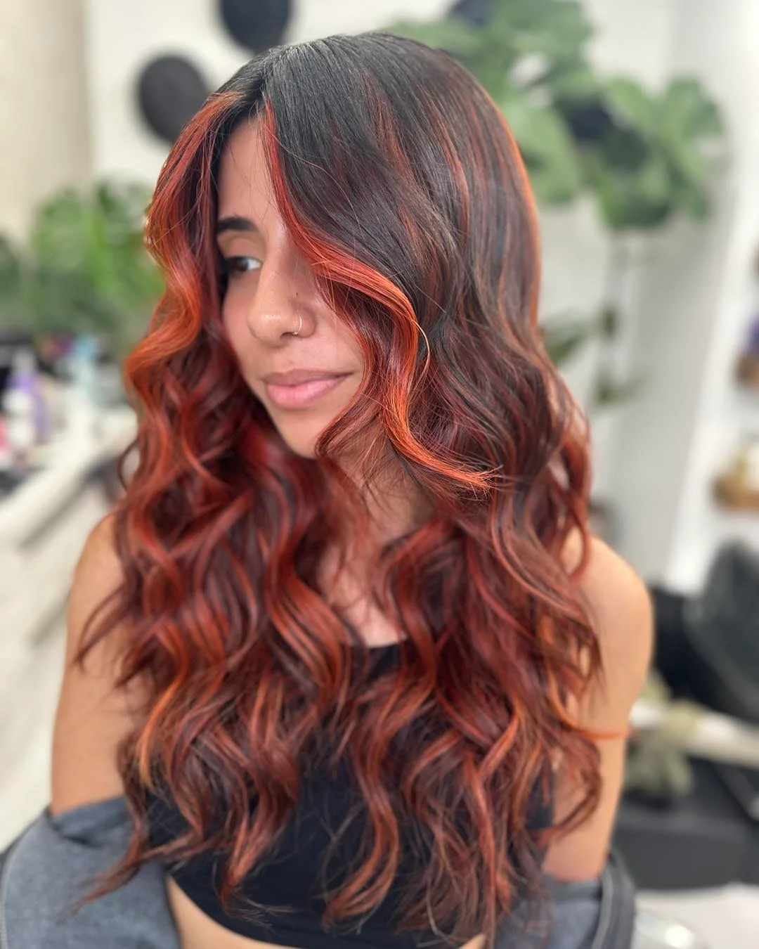 copper summer red hair color 2026 Dimensional Dark Copper with Face Framing Glow