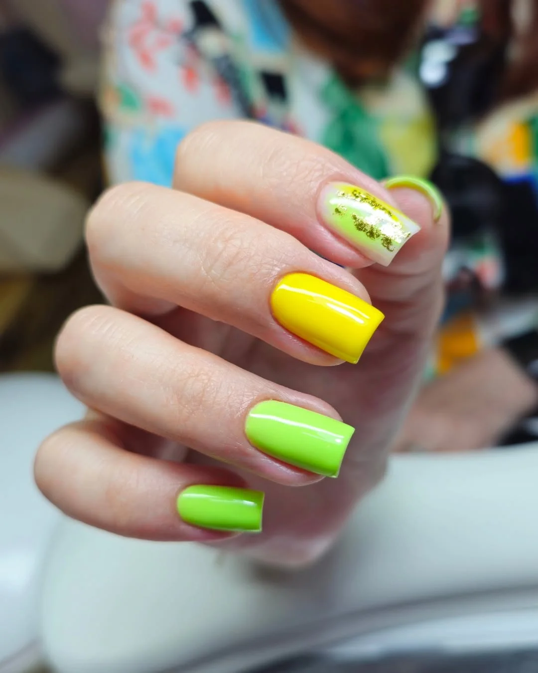 cute bright summer nails 2026 Electric Lime and Sunshine Yellow Color Combo