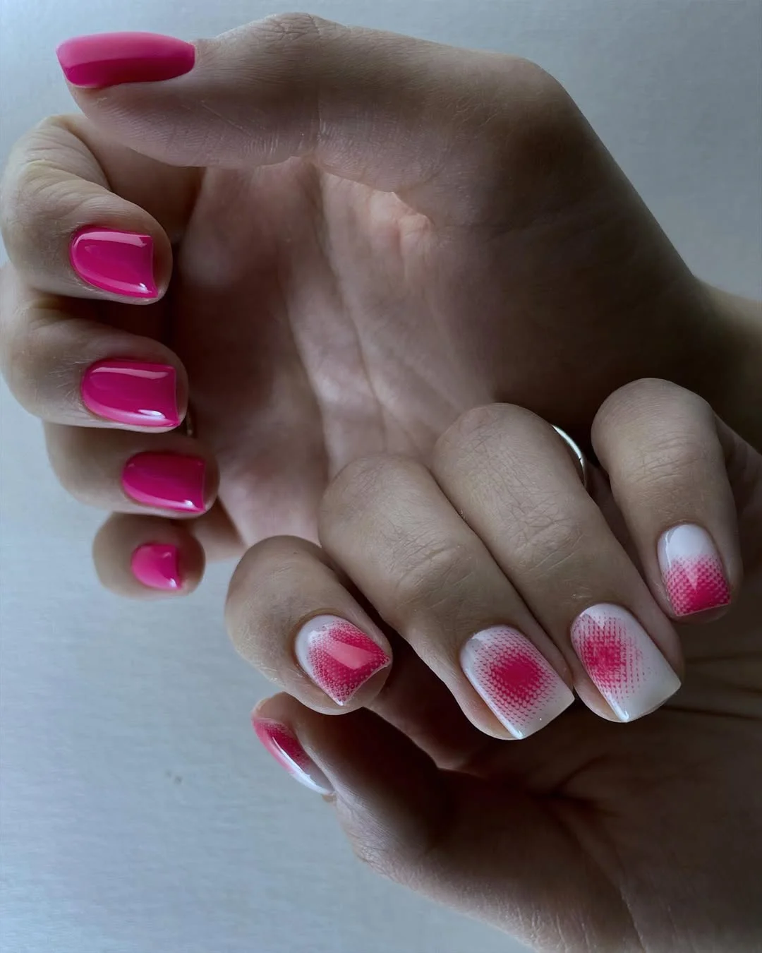 cute bright summer nails 2026 Hot Pink Blooming Gel Accent Mix