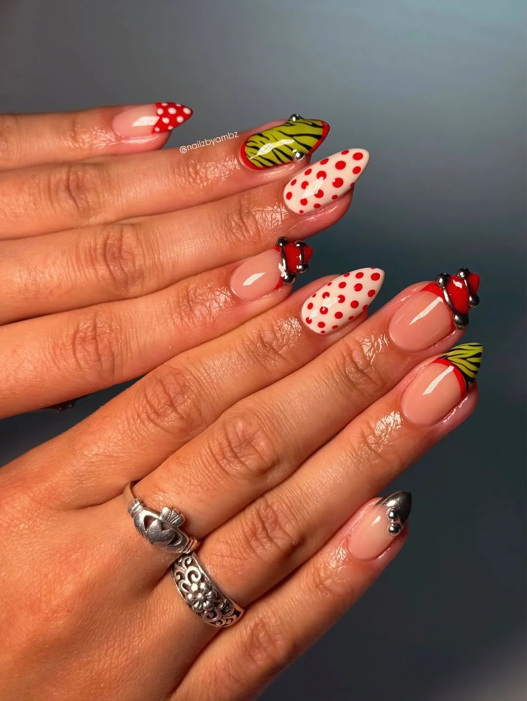 cute polka dot summer nails 2026 Colorful Mixed Pattern Polka Dot Nails