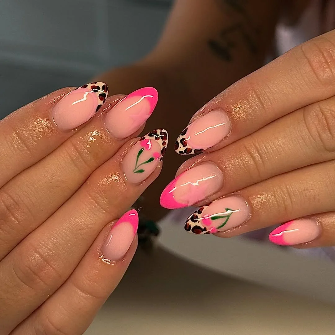 cute summer fruits nail art 2026 Pink Cherry Accent Nails