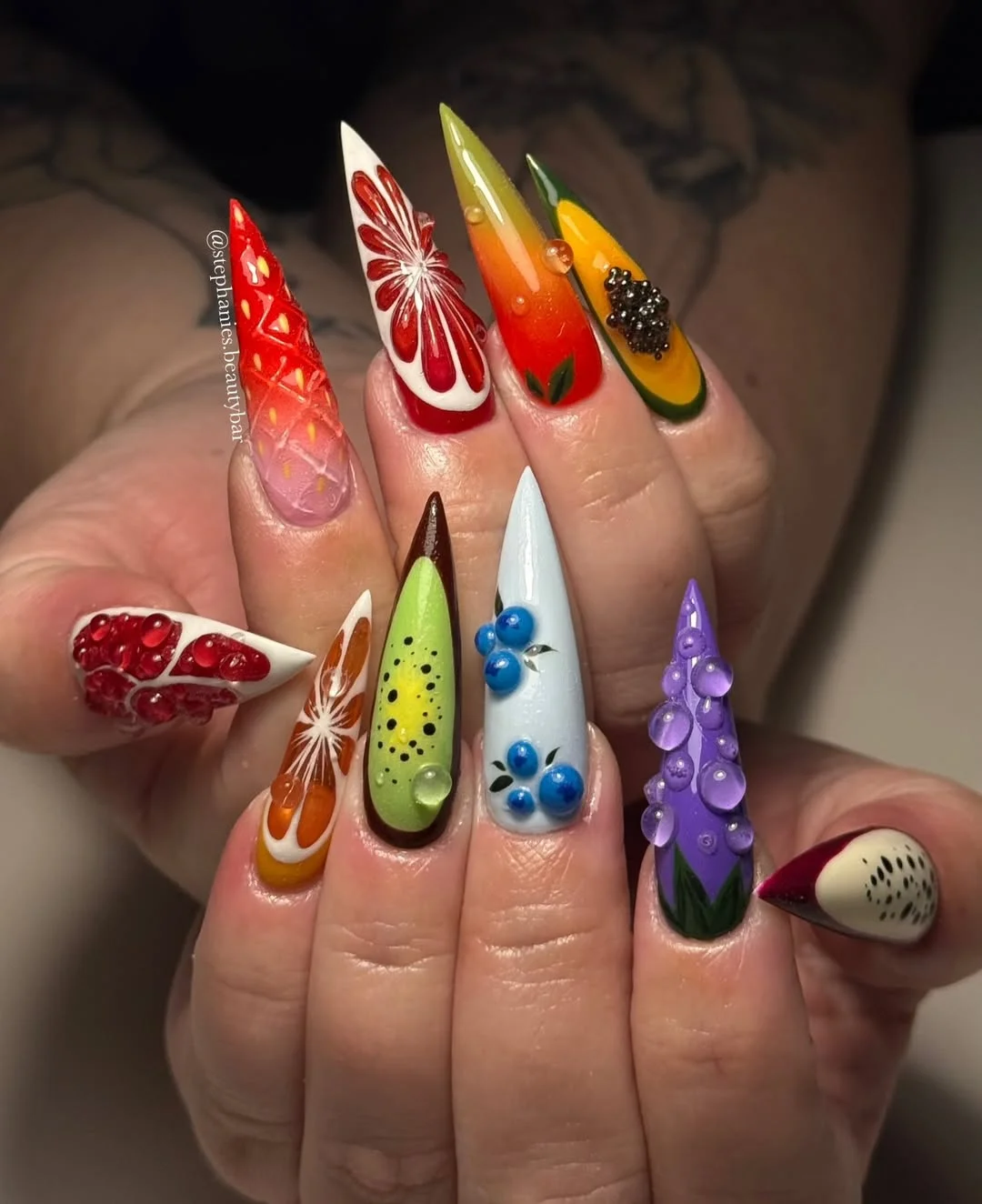 cute summer fruits nail art 2026 Bold 3D Fruit Fantasy For Statement Summer Nails