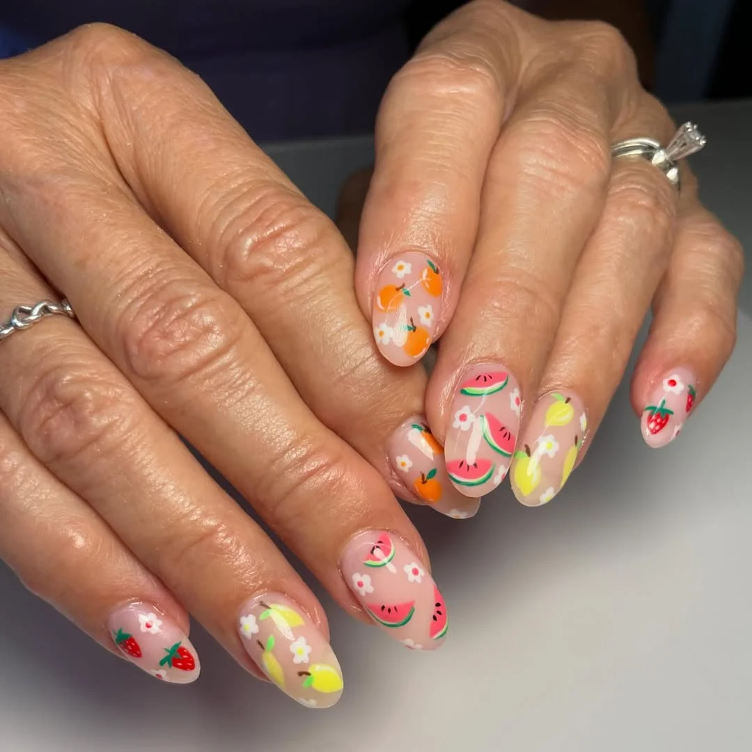cute summer fruits nail art 2026 Sweet Fruit And Daisy Nail Art For Sunny Days