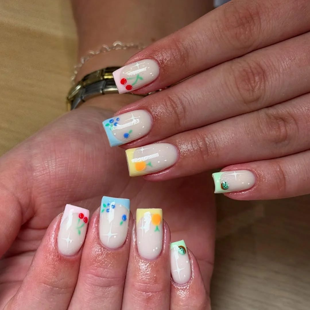 cute summer fruits nail art 2026 Pastel Fruit French Tips For Everyday Summer Style