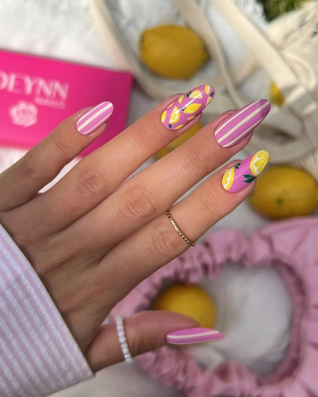 cute summer fruits nail art 2026 Pink Lemonade Summer Nails