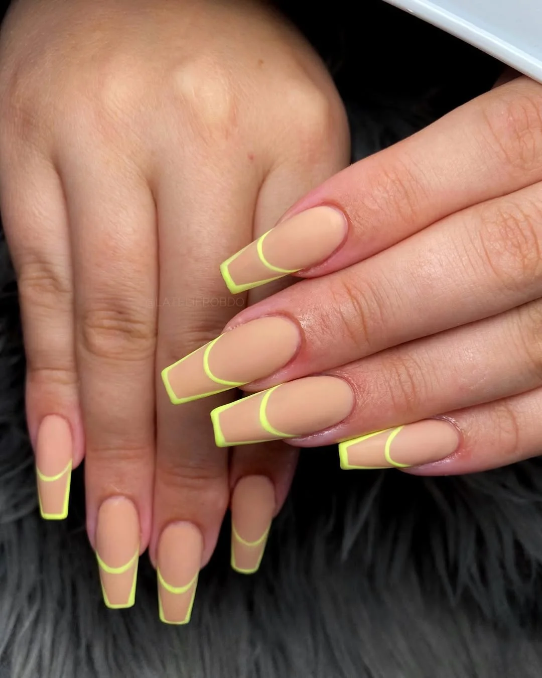 cute summer long nails 2026 Minimal Neon French Outline