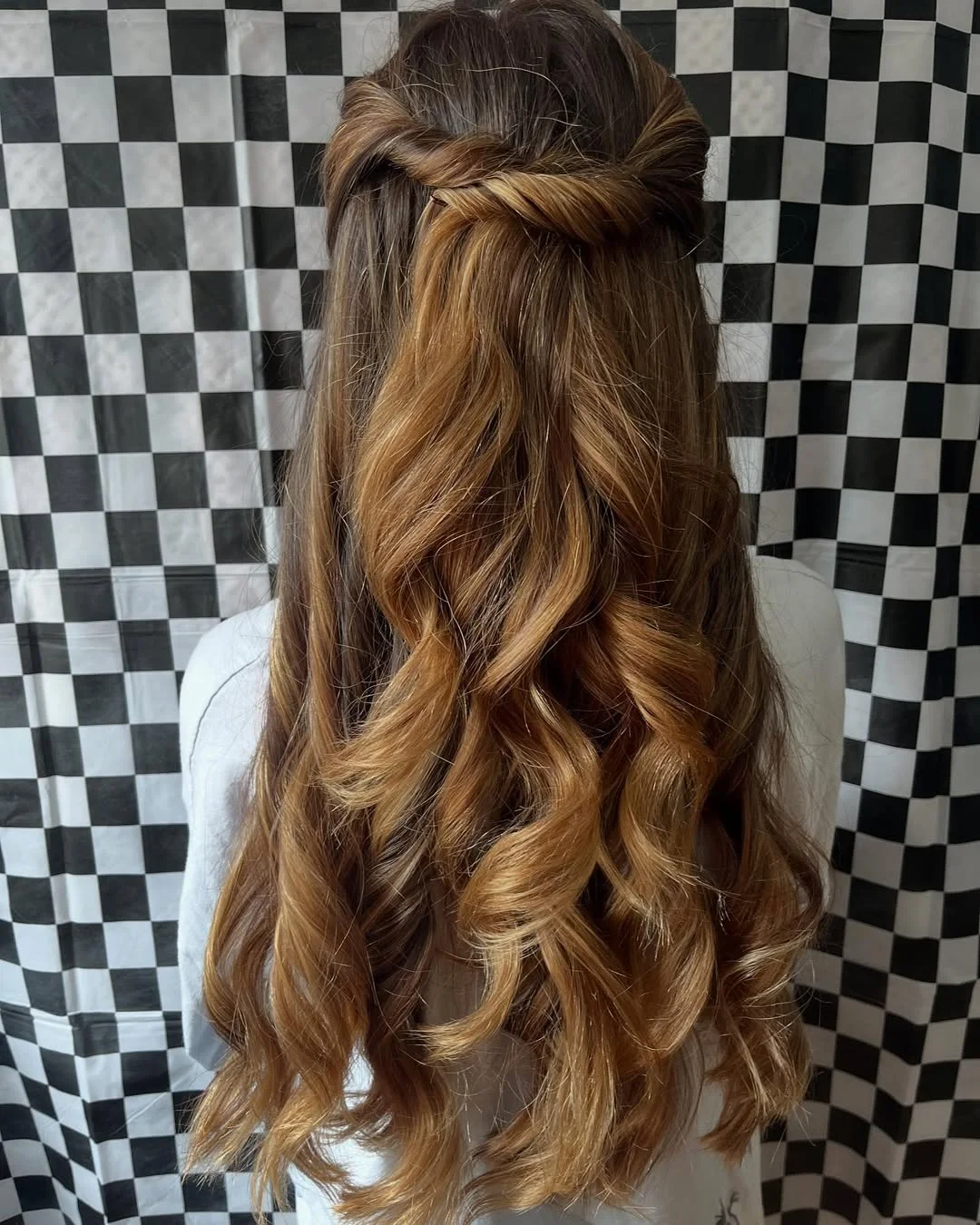 easy summer hairstyles ideas 2026 Twisted Half-Up Curls With Warm Brunette Dimension