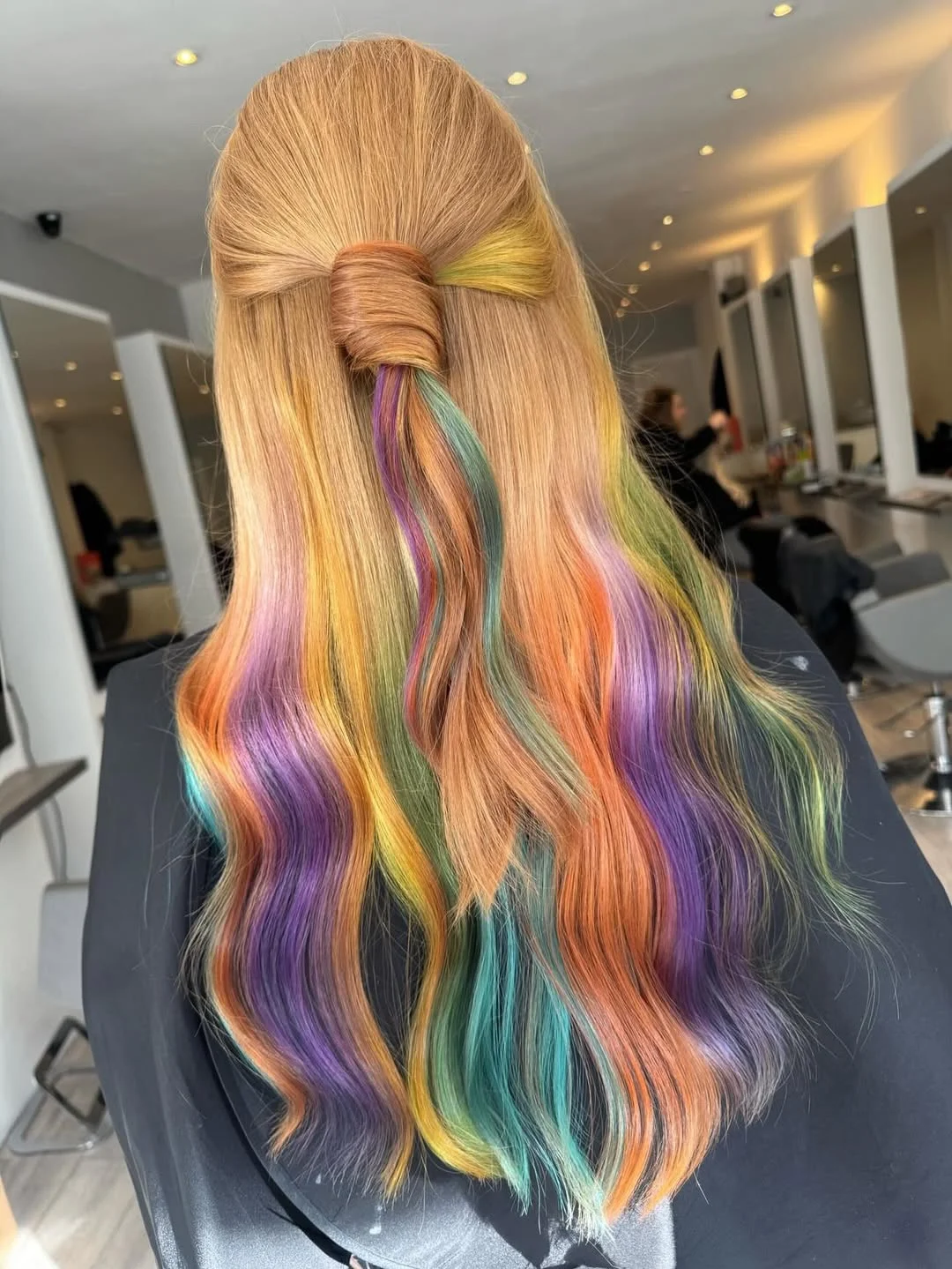 easy summer quick hairstyles 2026 Hidden Rainbow Waves With Half Up Style