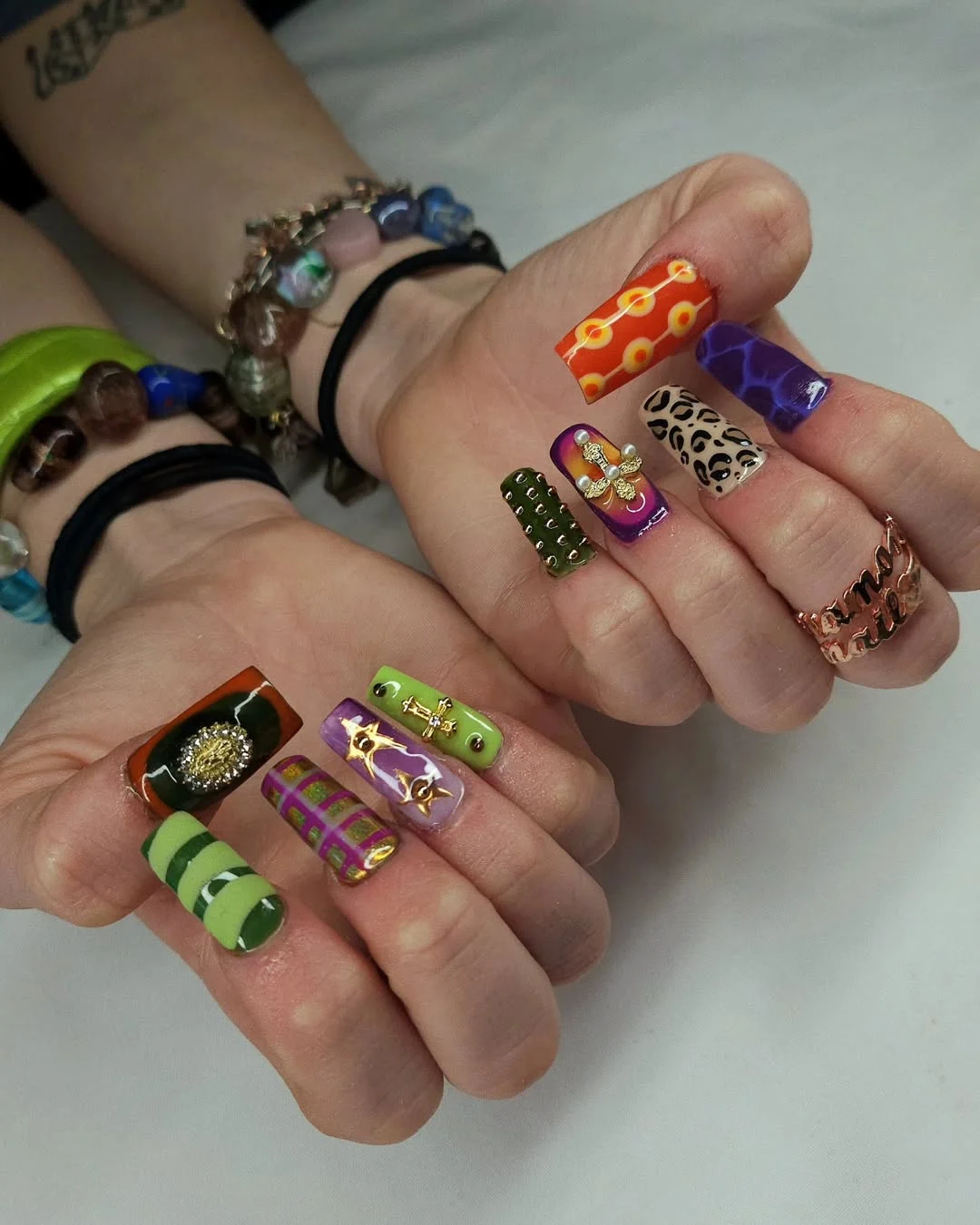 fun & funky summer nails 2026 Maximalist Funky Art with Bold 3D Details