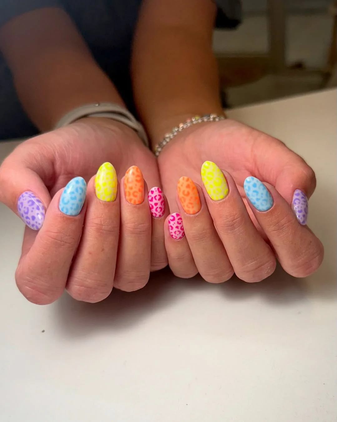 fun & funky summer nails 2026 Rainbow Leopard Print Summer Nails