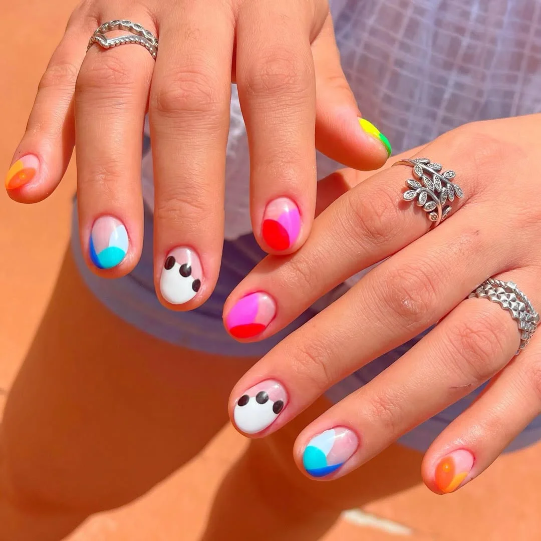fun & funky summer nails 2026 Bright Abstract Short Summer Nails
