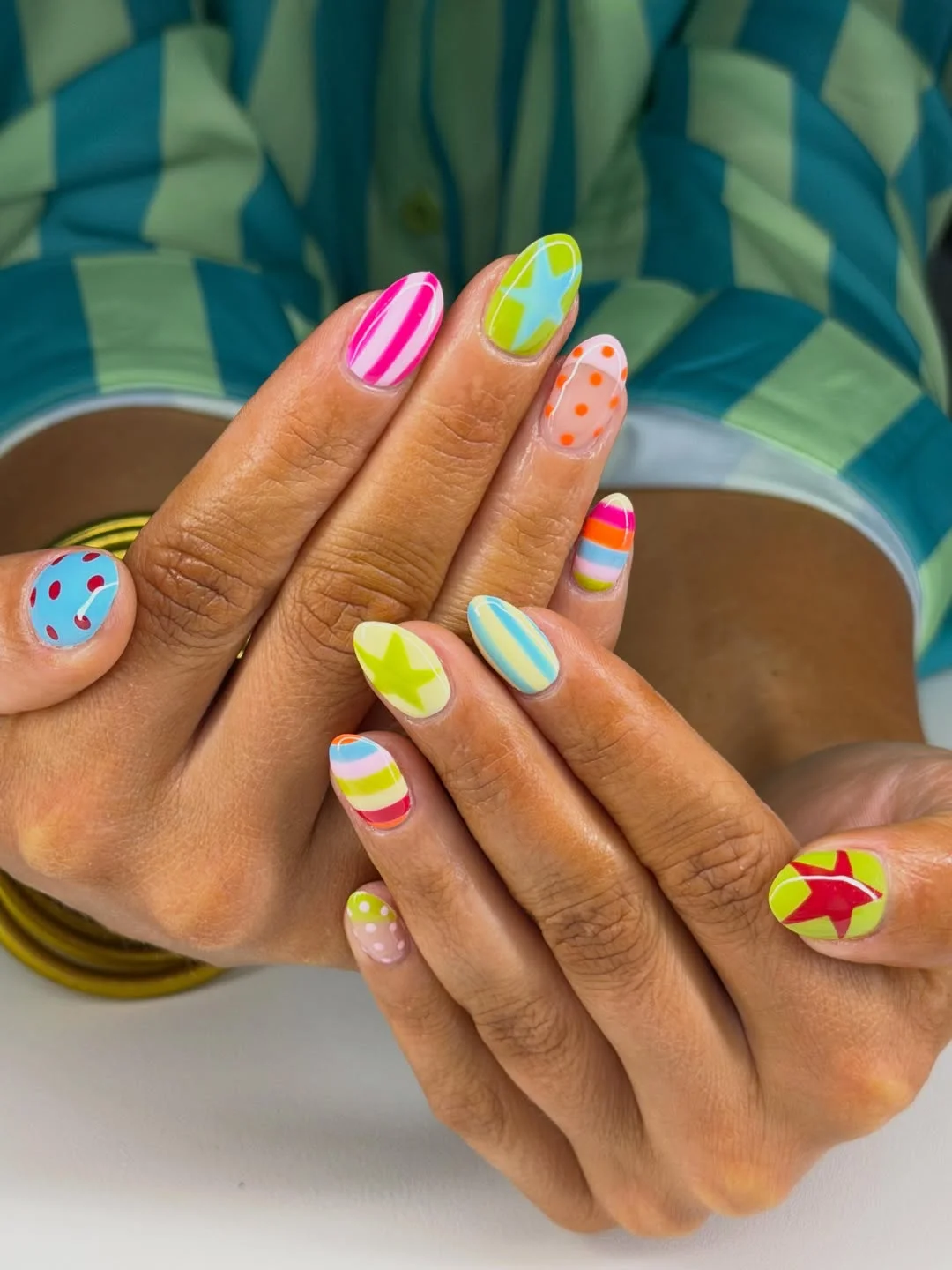 fun & funky summer nails 2026 Candy Stripe Summer Mix