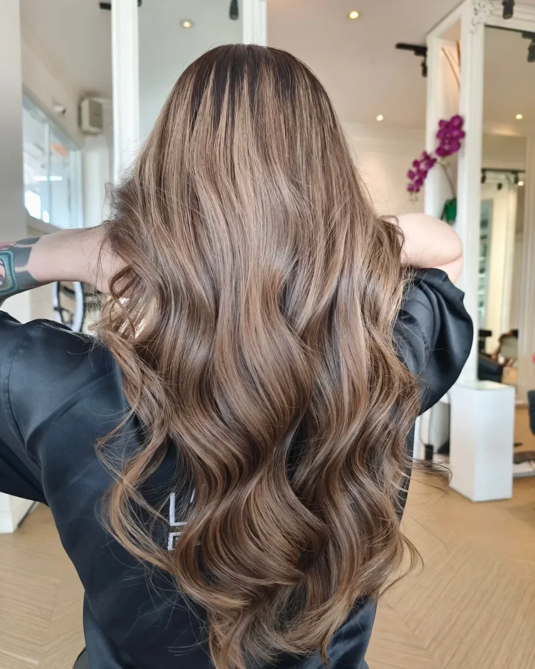 golden summer honey brown hair color 2026 Velvety Medium Brunette with Airy Golden Flow