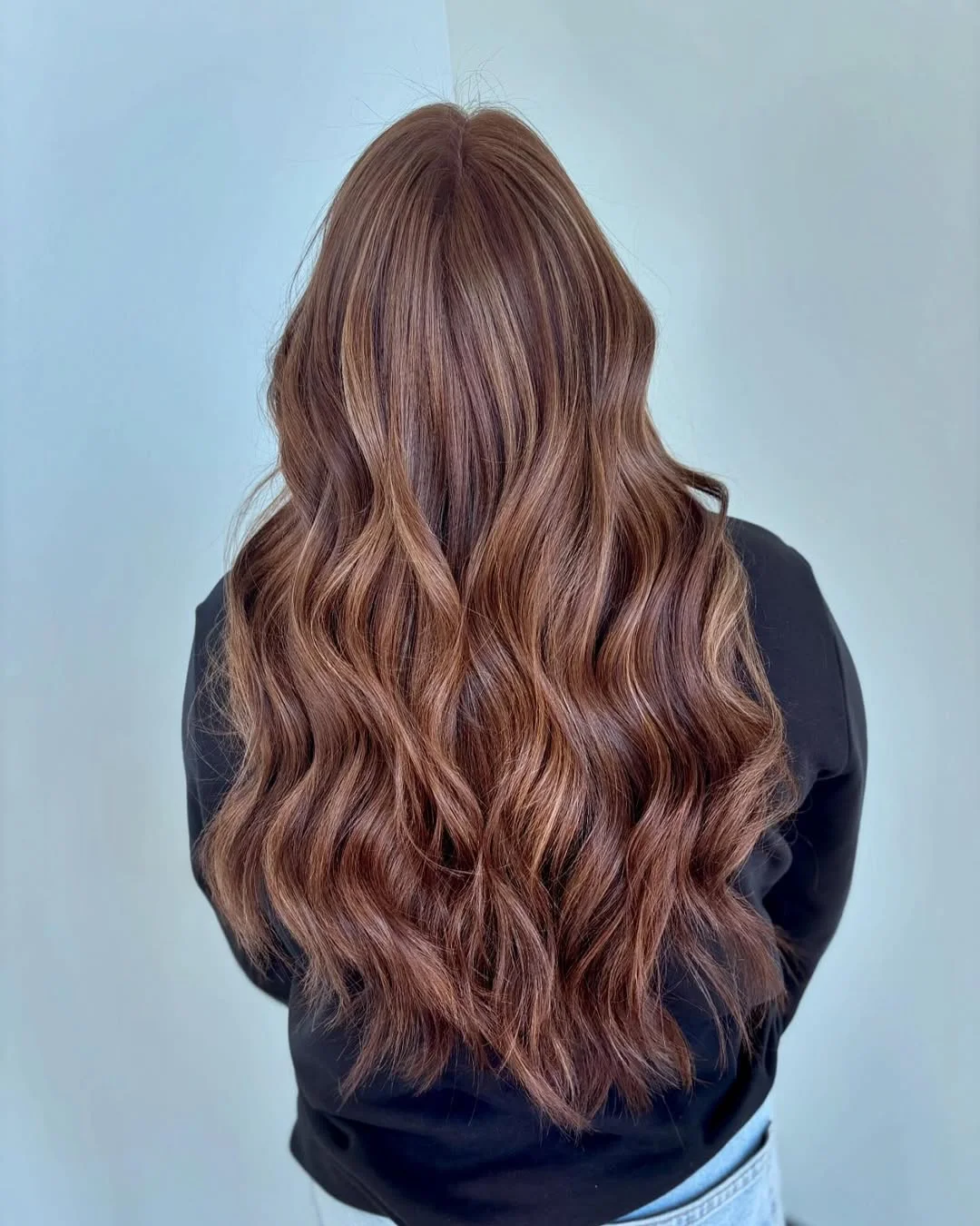 golden summer honey brown hair color 2026 Soft Auburn Cinnamon Waves with Warm Depth