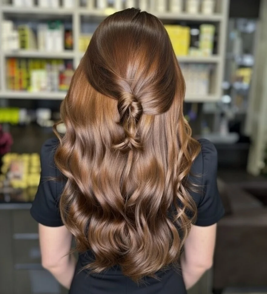 gorgeous summer hair color ideas 2026 Glossy brunette waves with understated elegance