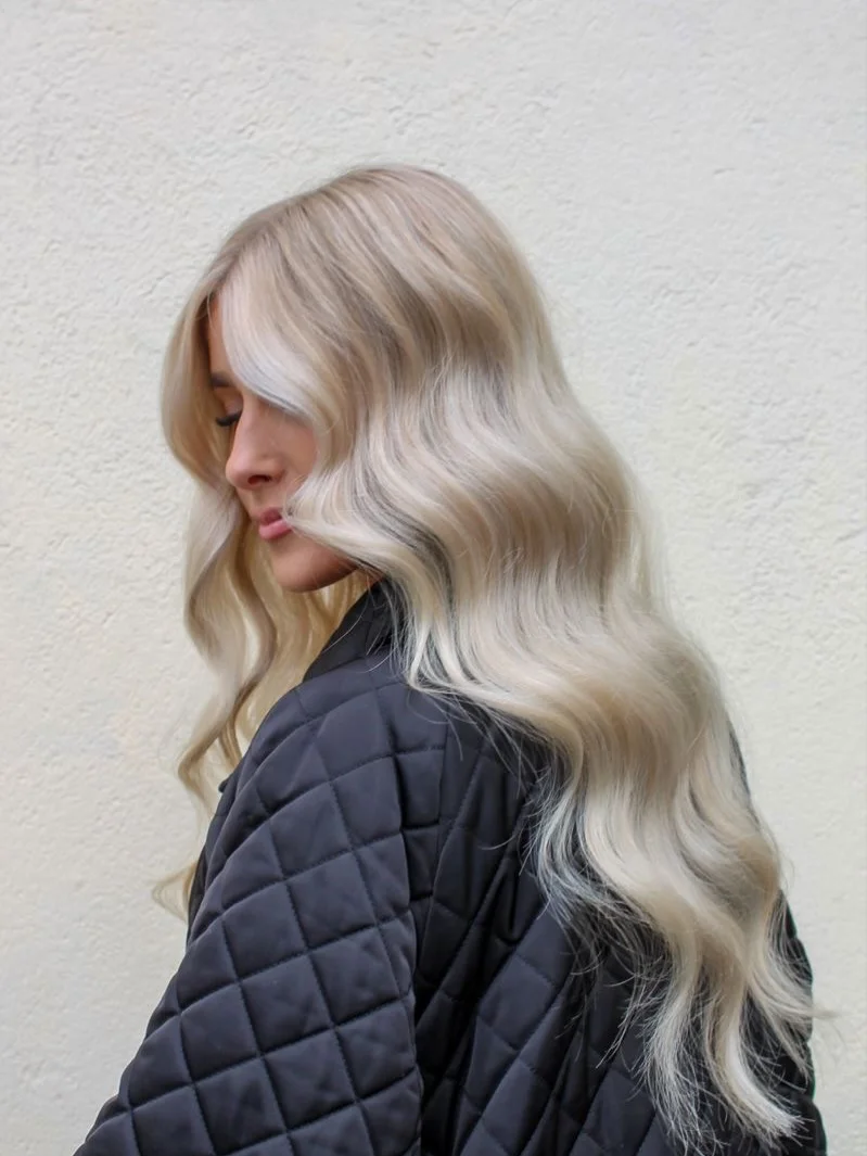 gorgeous summer hair color ideas 2026 Soft icy blonde waves with cool undertone