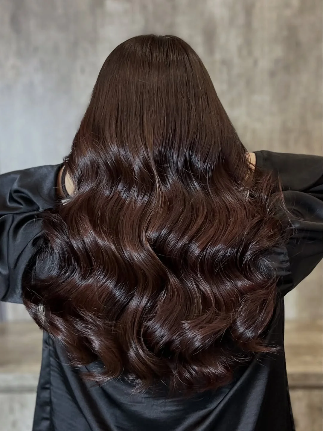 gorgeous summer hair color ideas 2026 Deep espresso waves with mirror shine