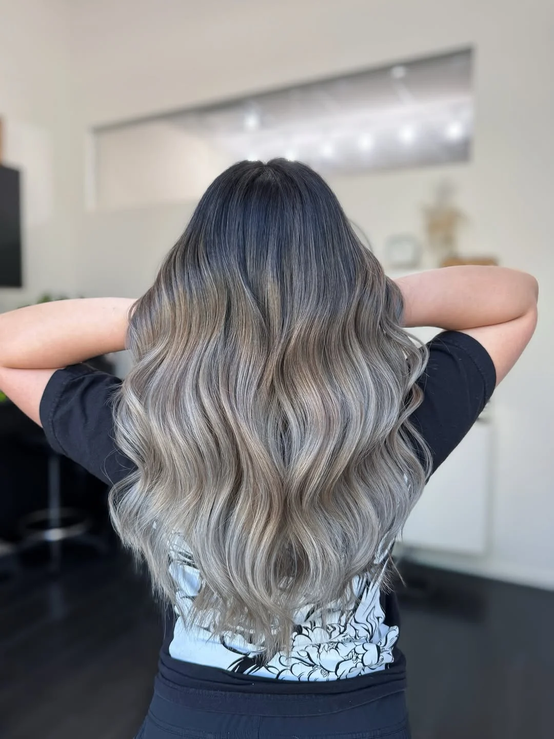 icy summer ash blonde hair color 2026 Smoky Melt Waves with Depth and Movement