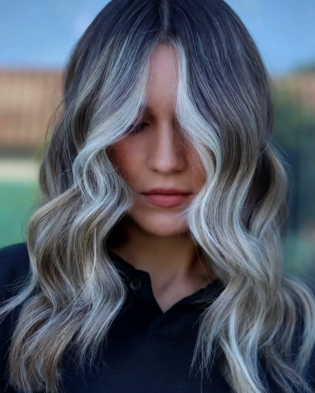 icy summer ash blonde hair color 2026 Face framing ash contrast with bold cool ribbons
