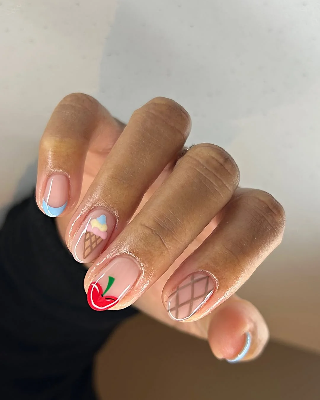 June Nail Colors ideas 2026 - Summer Trends 2026 Sweet Ice Cream and Cherry Nail Art