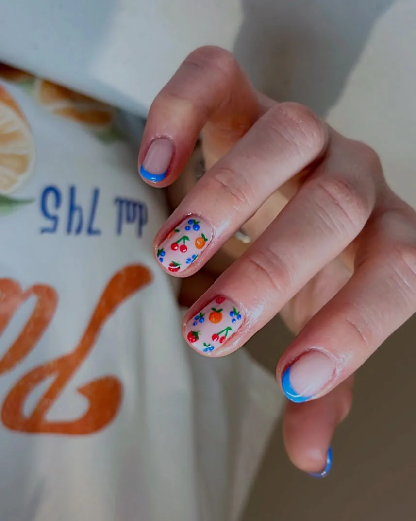 June Nail Colors ideas 2026 - Summer Trends 2026 Mini Fruit French Tips